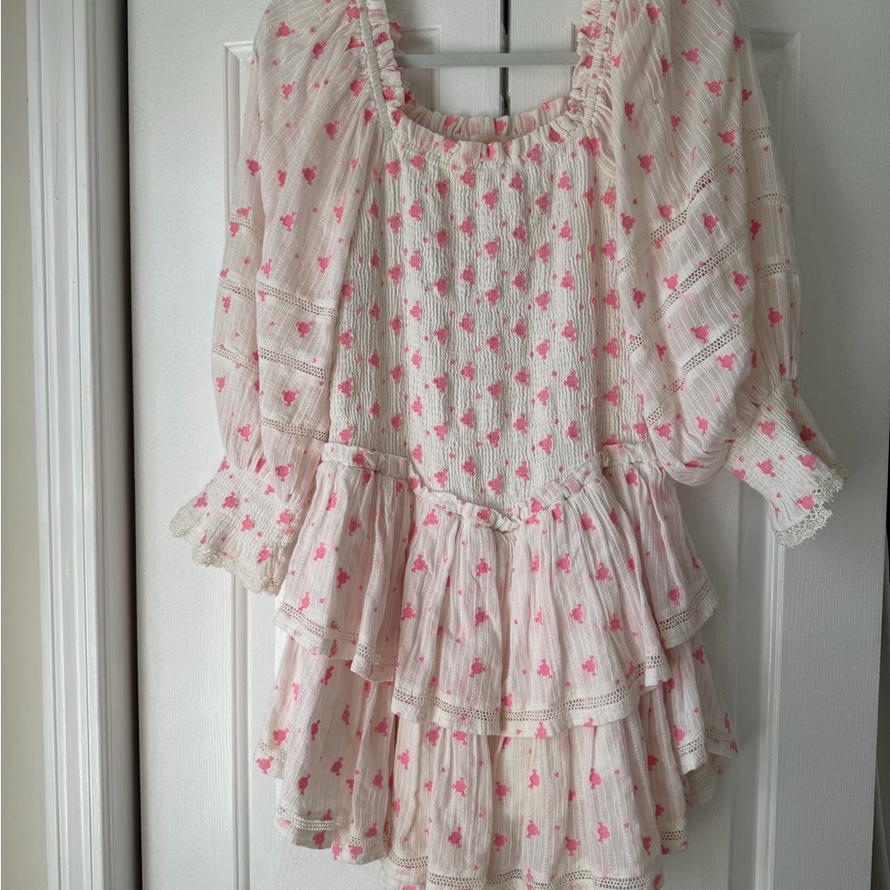 LoveShackFancy Pink and White Dress